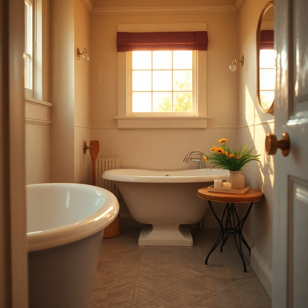 a classic oil painting style on moisture resistant paint for a bathroom; a tight close up shot in warm golden hour light, showcasing rich textures and visible brushstrokes