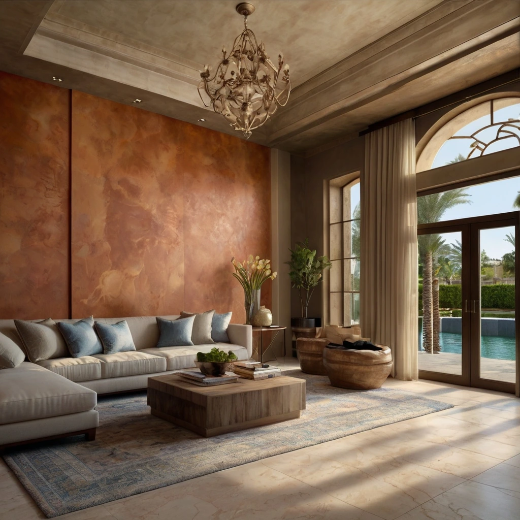 classic design of venetian plaster in the room
