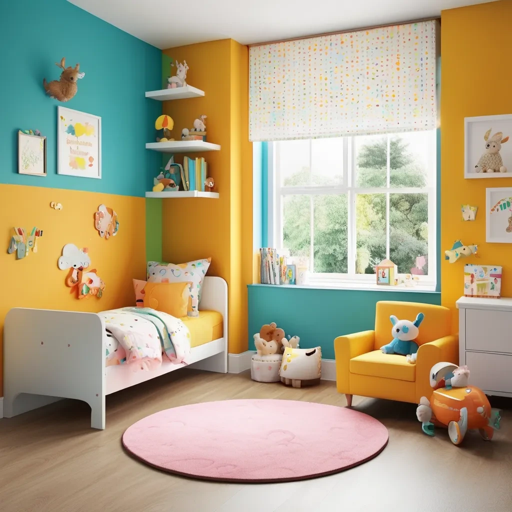 Yellow and Green shades of kid's room painting