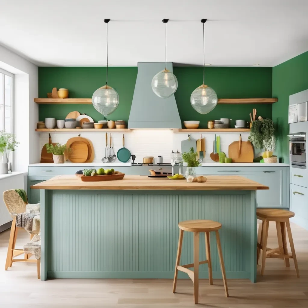 Amazing bright colored painting in the kitchen