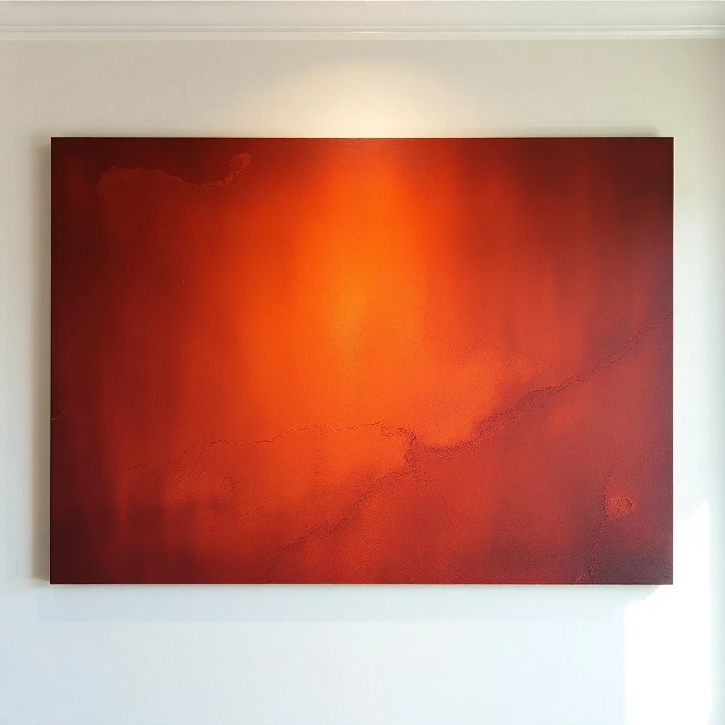 fine art photograph of a premium wall texture painting, exhibiting a warm, slightly dark tone. gentle soft light enhances the vibrant, complementary colors. the image features balanced tones, diffuse