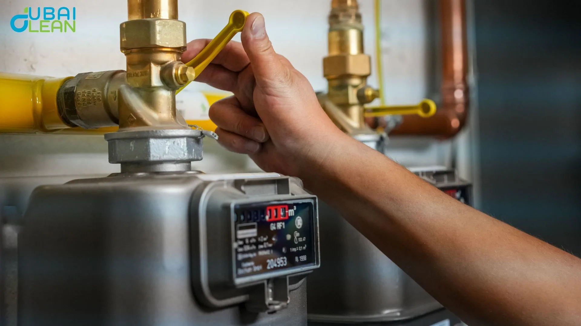 Step-by-step water heater cleaning process with tools and safety equipment for home maintenance in Dubai