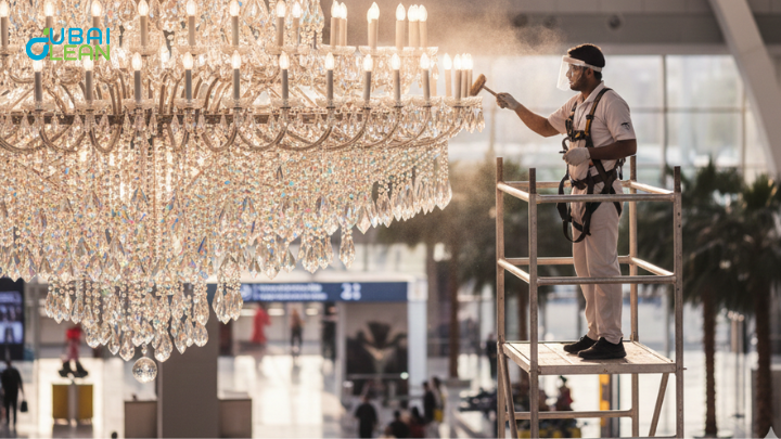 airport chandelier cleaning