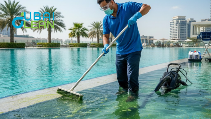 Safely remove swimming pool algae