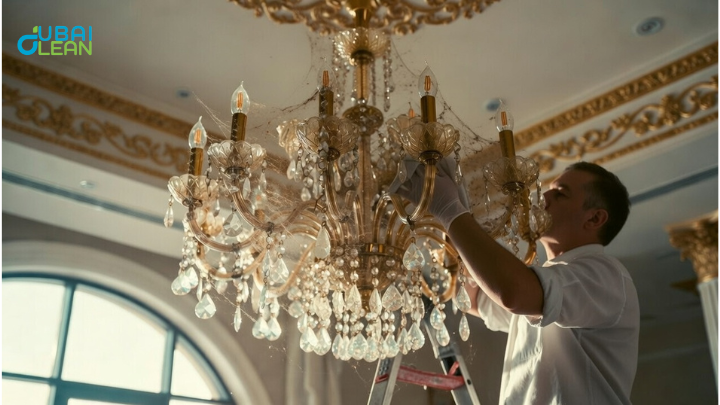 how to remove stubborn grime from chandeliers